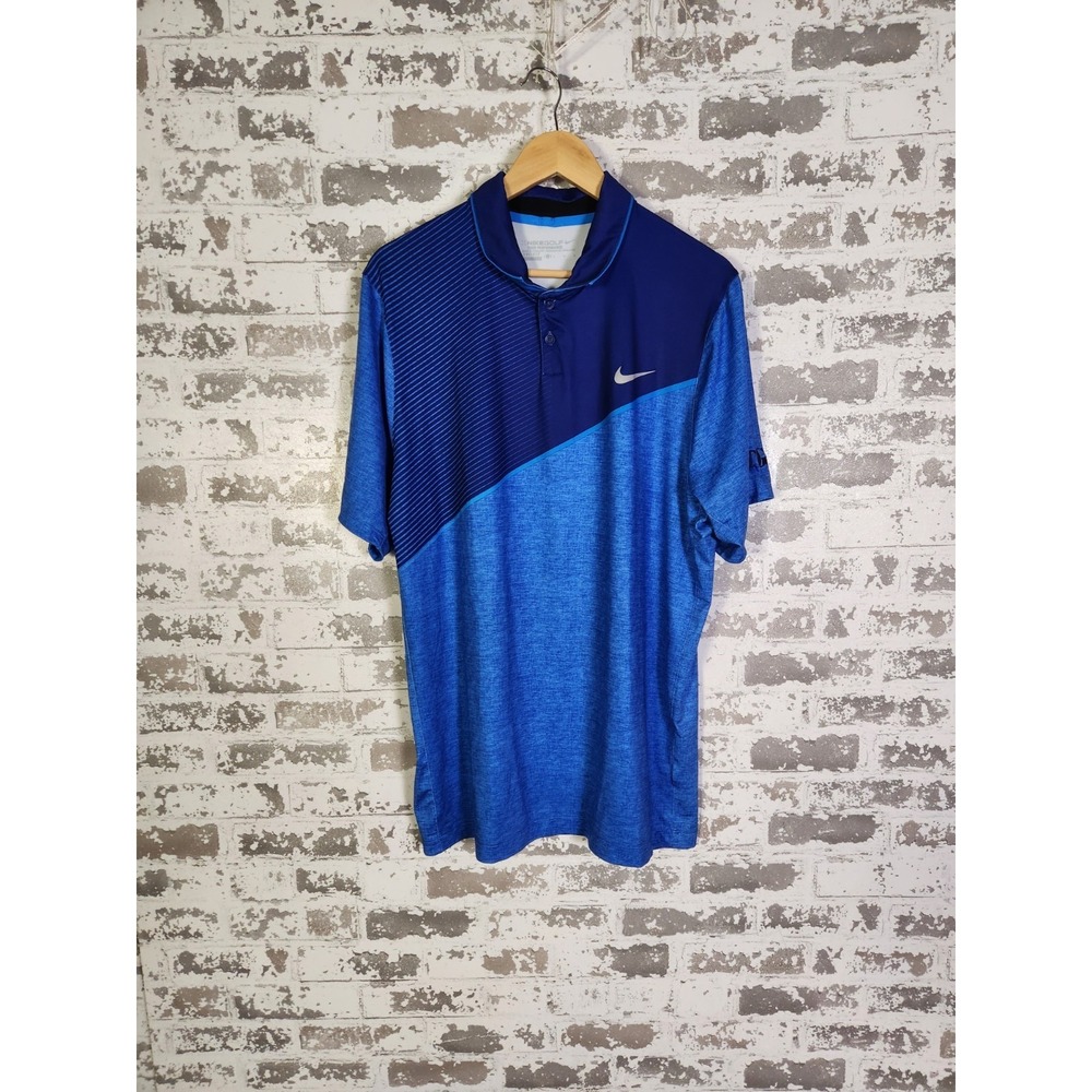 Nike Golf Polo Shirt Mens Large Blue Tour Performance‎ Moisture Wicking Stretch